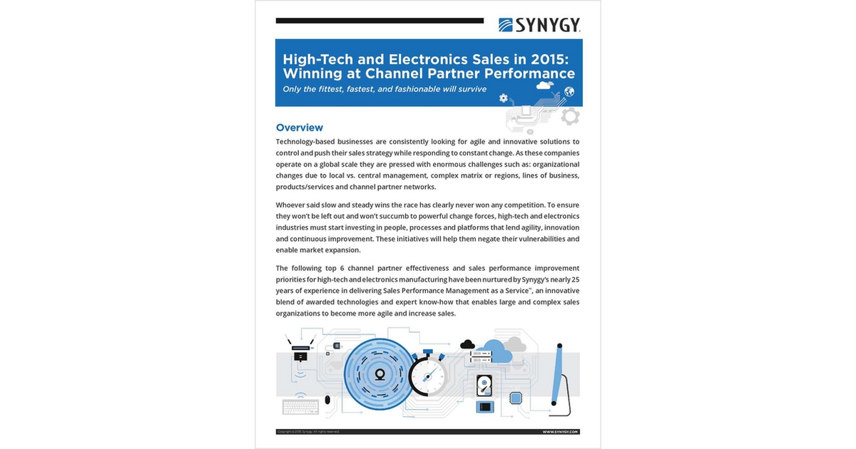 High-Tech and Electronics Sales in 2015: Winning at Channel Partner Performance
