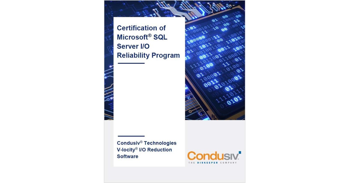 Certification of Microsoft® SQL Server I/O Reliability Program