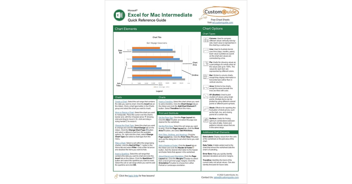 Excel for Mac Intermediate -- Quick Reference Guide
