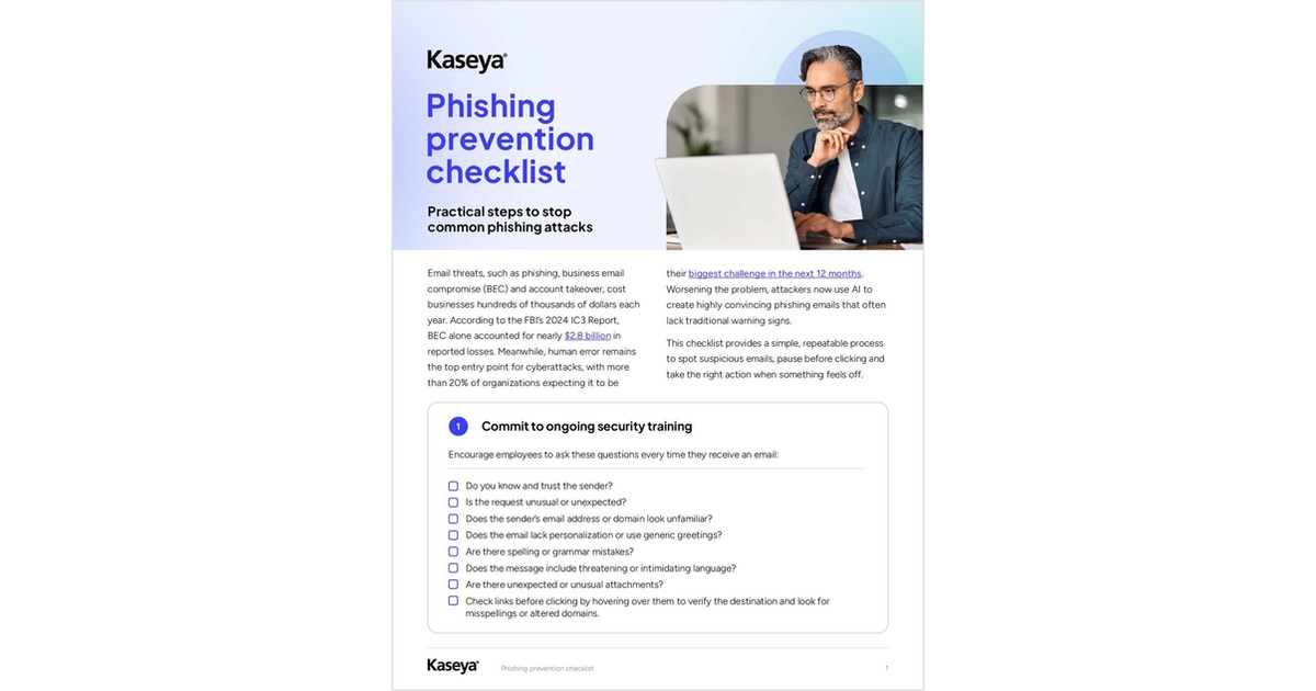 Phishing prevention checklist