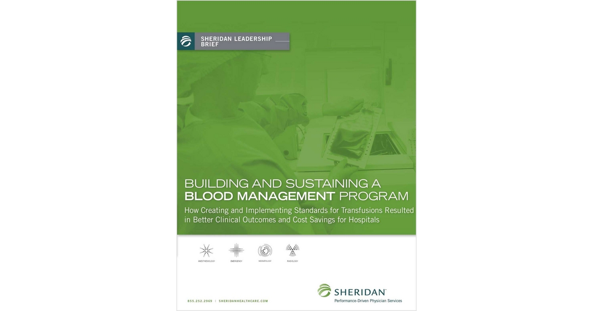 Building and Sustaining a Blood Management Program